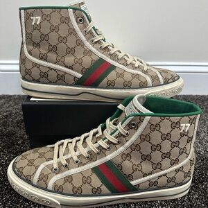 Gucci Tennis 1977 Monogram Brown High Top Sneaker